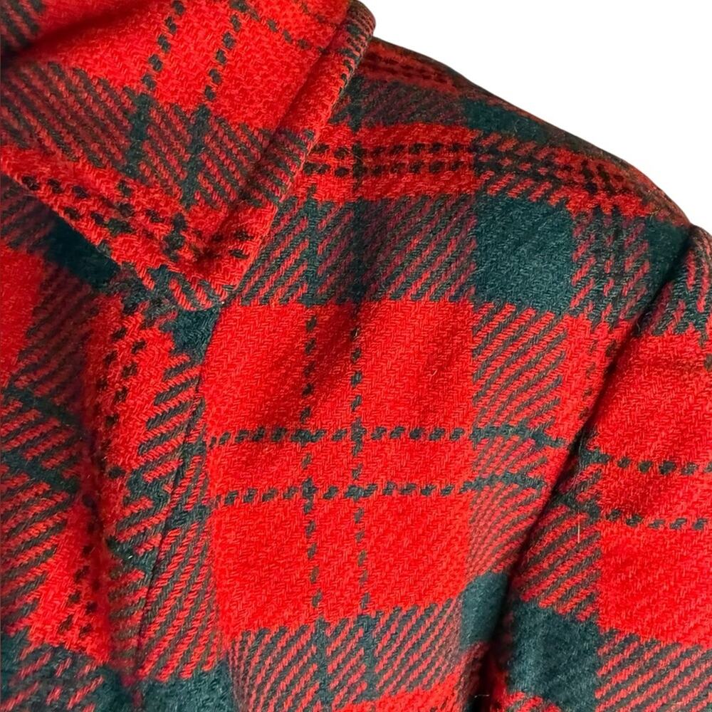 Vintage 50s Pendleton Virgin Wool Red Plaid Tartan Car Coat Womens L Heritage - Picture 3 of 8